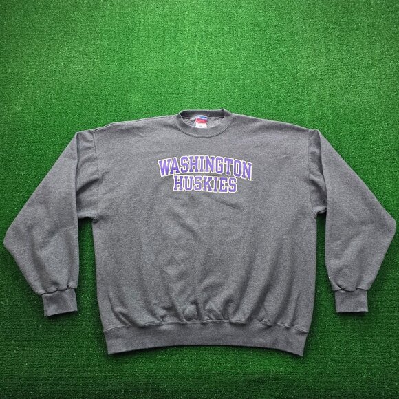 Washington Huskies Sweatshirt Mens 2XL Gray Champion Fleece Pullover Sweater - Picture 1 of 7